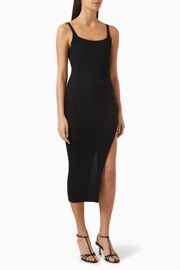 Piper Midi Dress in Rib-knit