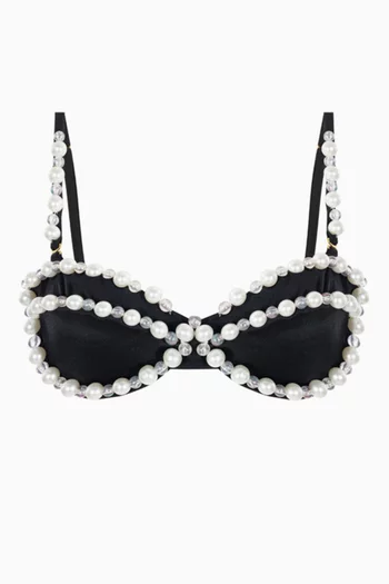 Silvana Pearl-embellished Bikini Top