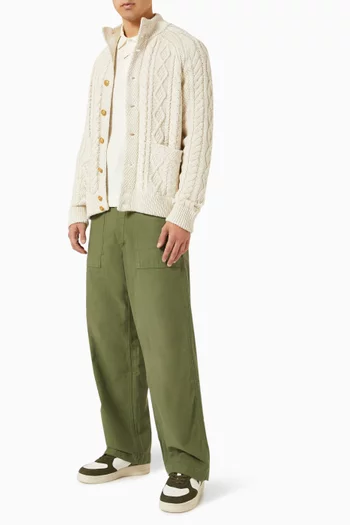 Aran-knit Cardigan in Cotton