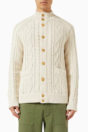 Aran-knit Cardigan in Cotton