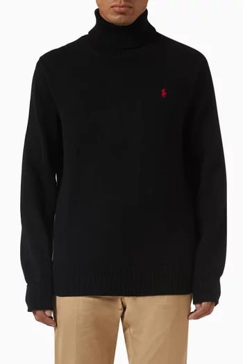 Polo Pony Turtleneck Sweater in Cotton Knit
