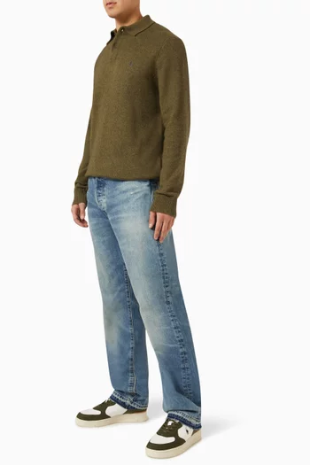 Polo Sweater in Wool-cotton Blend