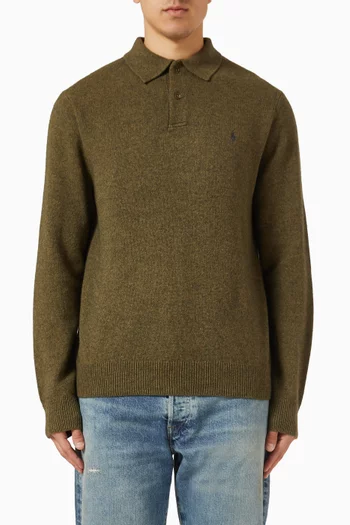 Polo Sweater in Wool-cotton Blend