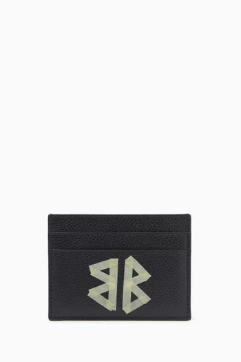 Tape Logo Card Holder in Leather