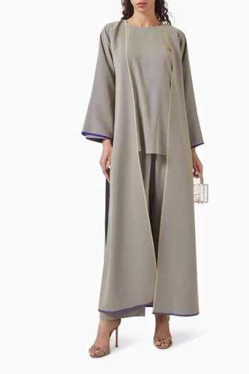 Two-tone Abaya Set in Poly-silk