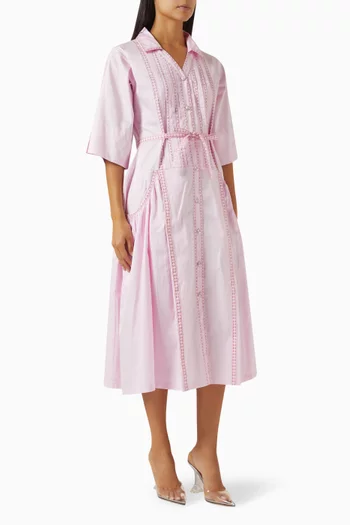 Morris Belted Midi Dress in Cotton