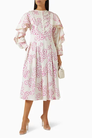 Ronita Ruffle Midi Dress in Cotton