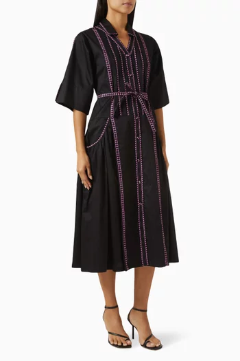 Morris Belted Midi Dress in Cotton