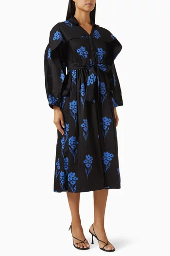 Aston Belted Midi Dress in Cotton