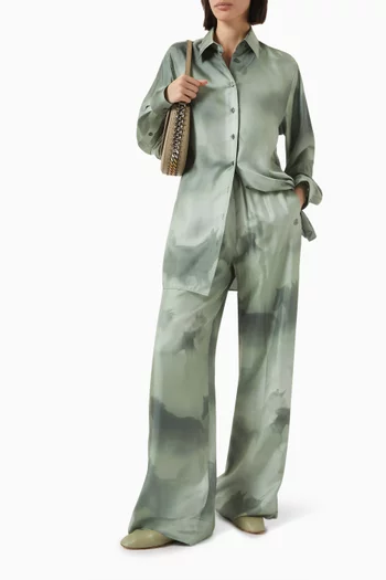 Horse-print Oversized Shirt in Silk