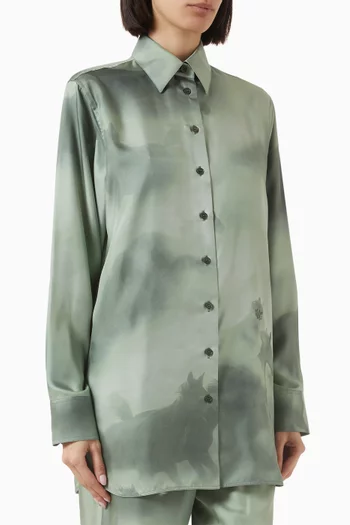 Horse-print Oversized Shirt in Silk