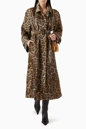 Leopard Belted Trench Coat