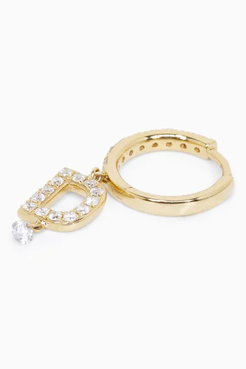 Letter 'D' Diamond Pavé Single Hoop Earring in 18kt Gold