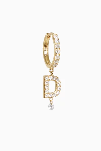 Letter 'D' Diamond Pavé Single Hoop Earring in 18kt Gold