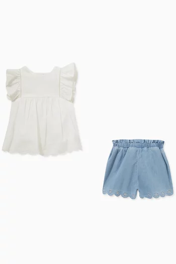 Ruffled Trim Tunic & Shorts Set in Organic Cotton