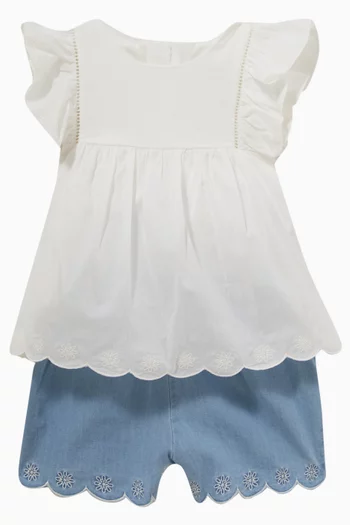 Ruffled Trim Tunic & Shorts Set in Organic Cotton