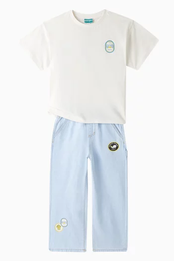 Logo Patch Denim Pants in Cotton