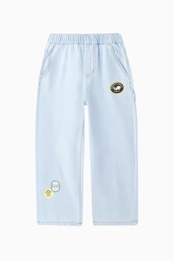 Logo Patch Denim Pants in Cotton