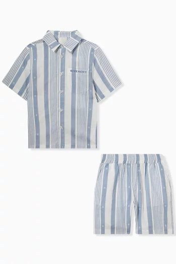 Striped Shirt & Shorts Set in Cotton