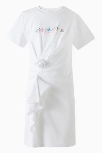 Floral Logo Dress in Cotton