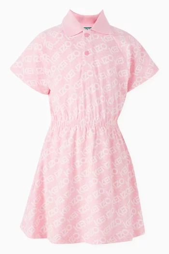 Logo-print Polo Dress in Organic Cotton-pique