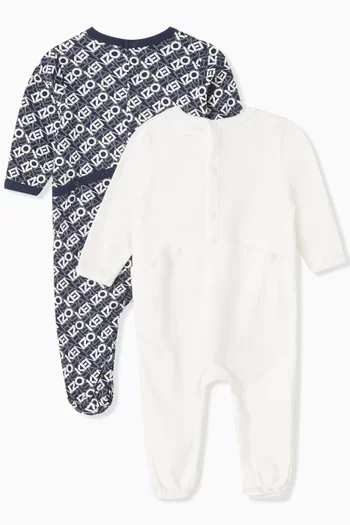 Logo-print Sleepsuit Set in Organic Cotton