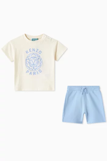 طقم مزين بطبعة قطن، قطعتان