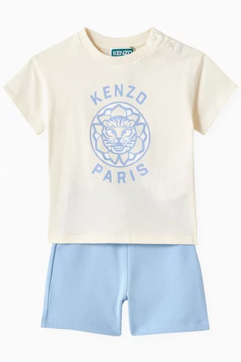 طقم مزين بطبعة قطن، قطعتان