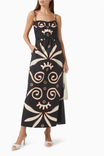 Lucena Printed Midi Dress in Linen