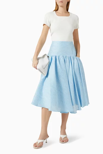 تنورة متوسطة الطول بخصر بنمط مشّد جاكار