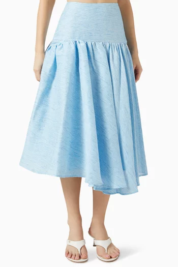 تنورة متوسطة الطول بخصر بنمط مشّد جاكار