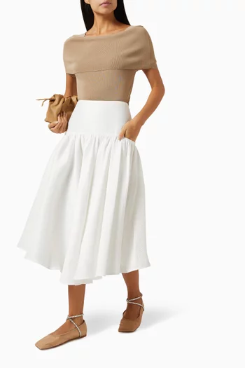 تنورة متوسطة الطول بخصر بنمط مشّد جاكار