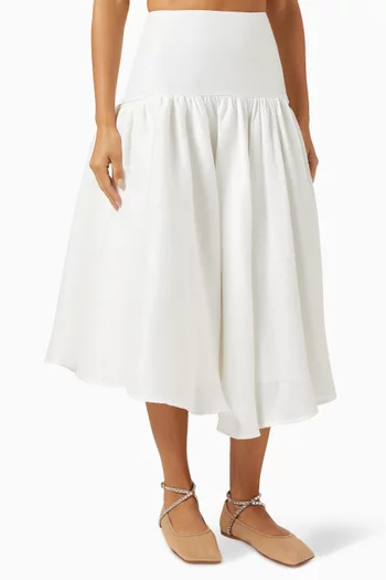 تنورة متوسطة الطول بخصر بنمط مشّد جاكار