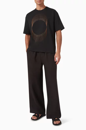 بنطال بساقين واسعتين كتان