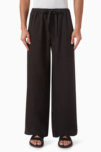 بنطال بساقين واسعتين كتان