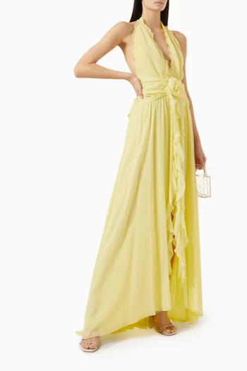 Ruffle Rose Maxi Dress