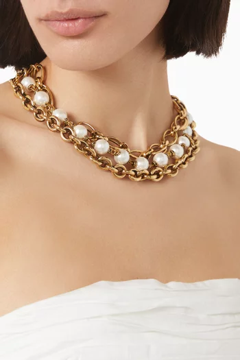 Mystic Coco Pearl Necklace in Gold-plated Brass