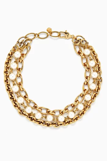 Mystic Coco Pearl Necklace in Gold-plated Brass