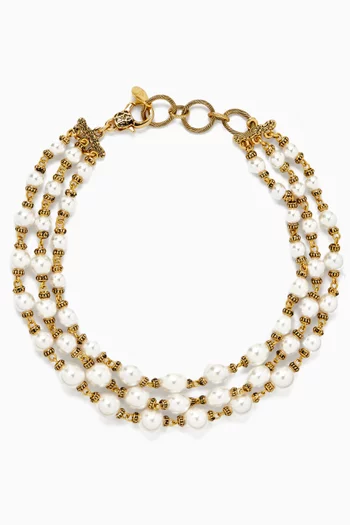 Mystic Mirella Pearl Necklace in Gold-plated Brass