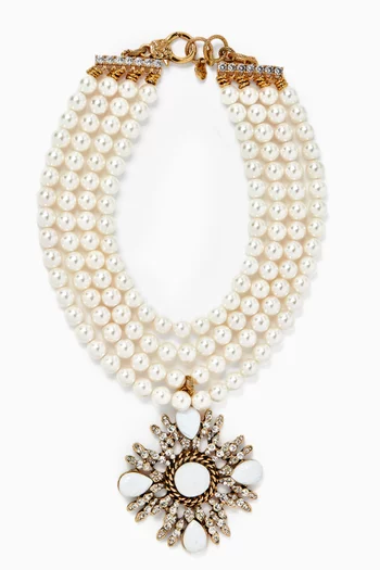 Regal Pearl Necklace in Gold-plated Brass