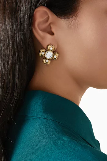Verdante Crystal Earrings in Gold-plated Brass