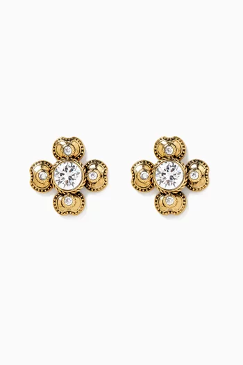 Verdante Crystal Earrings in Gold-plated Brass