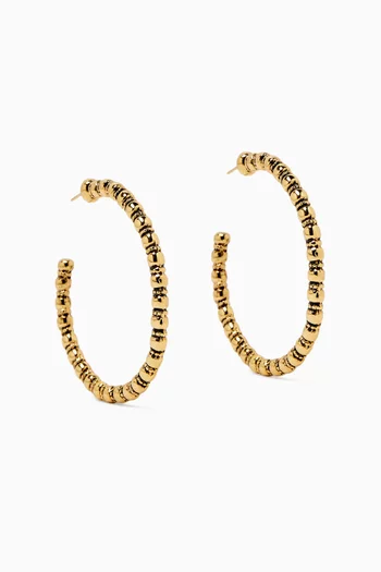 Heart on Fire Hoop Earrings in Gold-plated Brass