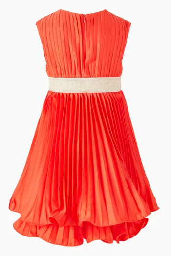 Pleated Logo-belt Dress