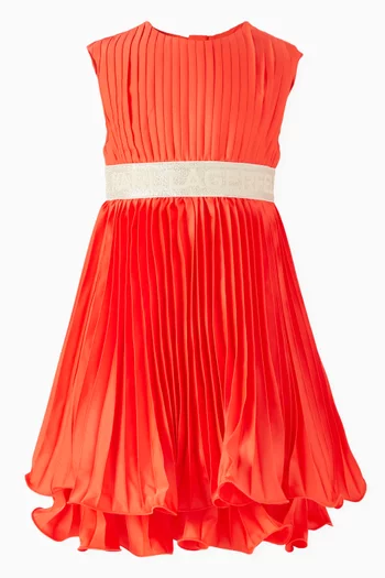 Pleated Logo-belt Dress