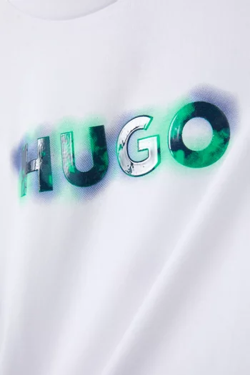 تي شيرت بطبعة شعار الماركة قطن