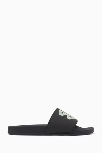 Tape Logo Pool Slides in Rubber