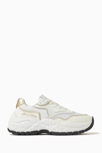 Vedder Logo Sneakers in Leather and Mesh