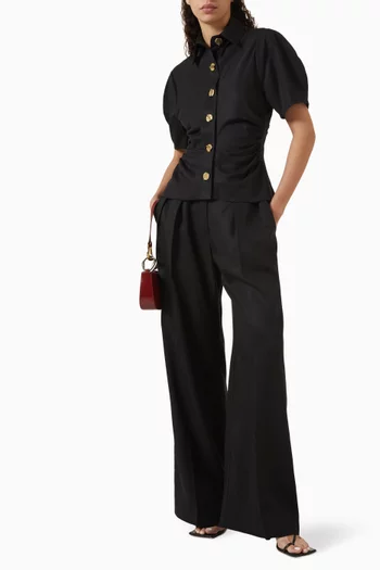 Pleated Wide-leg Pants in Tencel