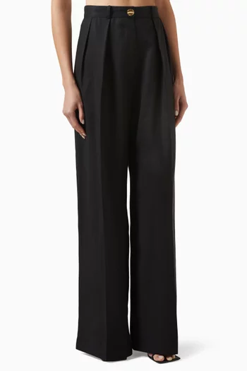 Pleated Wide-leg Pants in Tencel